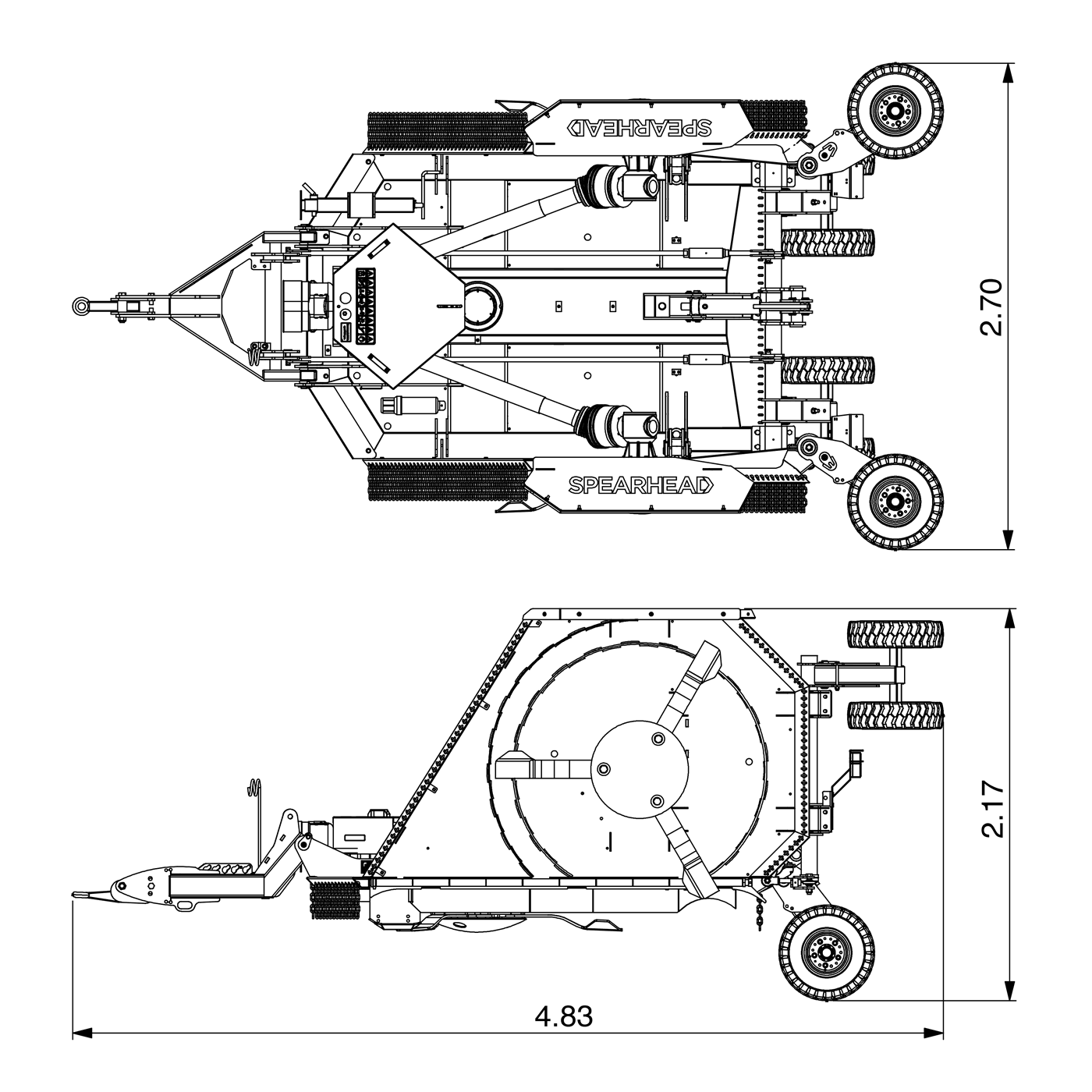 Spearhead Multicut 460 Rotary Mower working dimensions