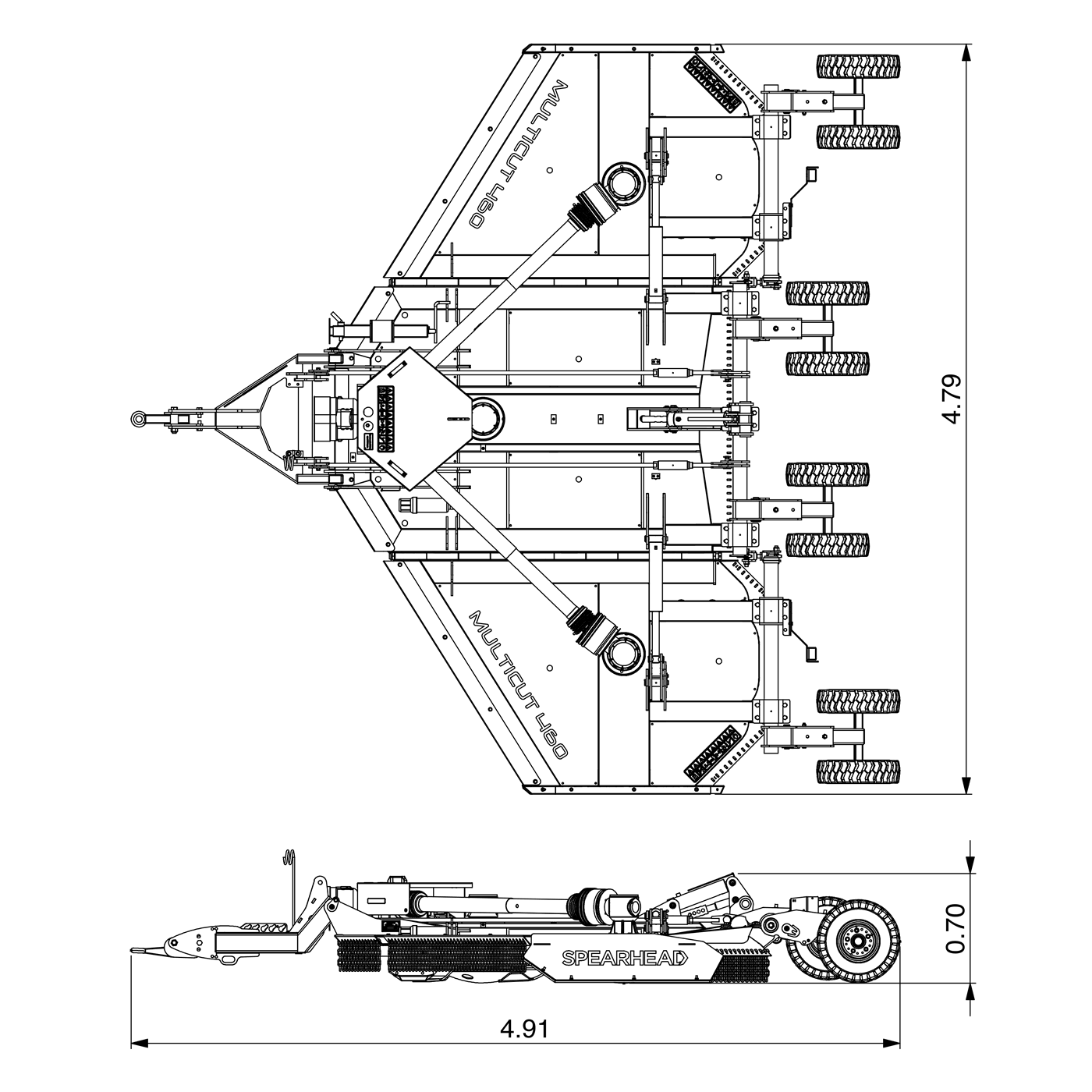 Spearhead Multicut 460 Rotary Mower working dimensions