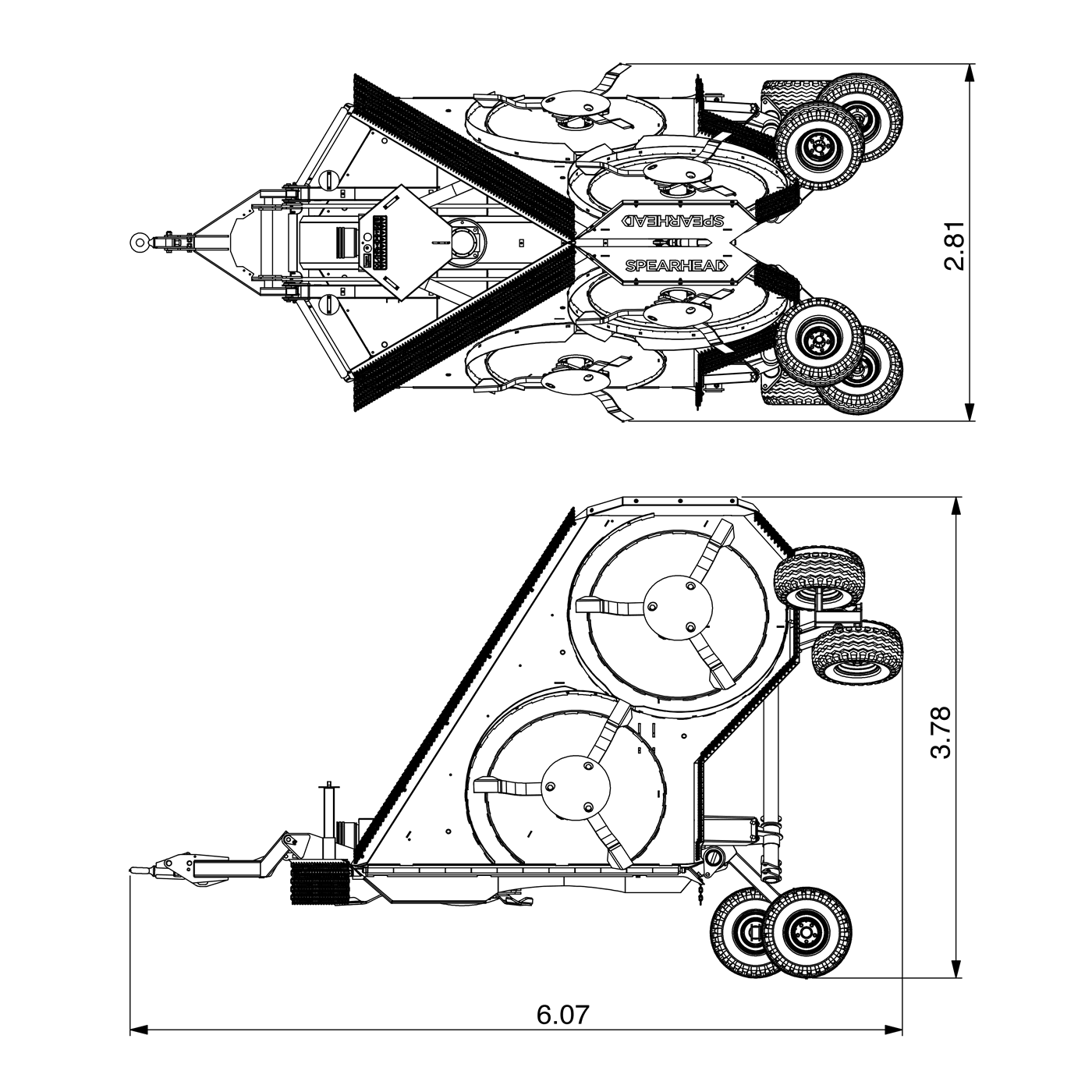 Multicut 820 Rotary Mower Transport  Dimensions